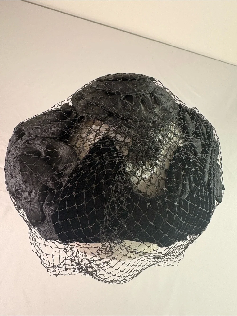 Classic Black Veiled Pillbox Hat(see pictures for exact measurements)